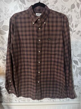 Faconnable Brown Plaid Button-Down Shirt